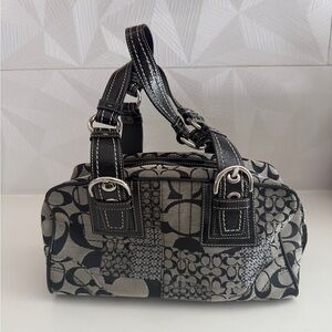 Coach Canvas Black and Gray Women's Satchel